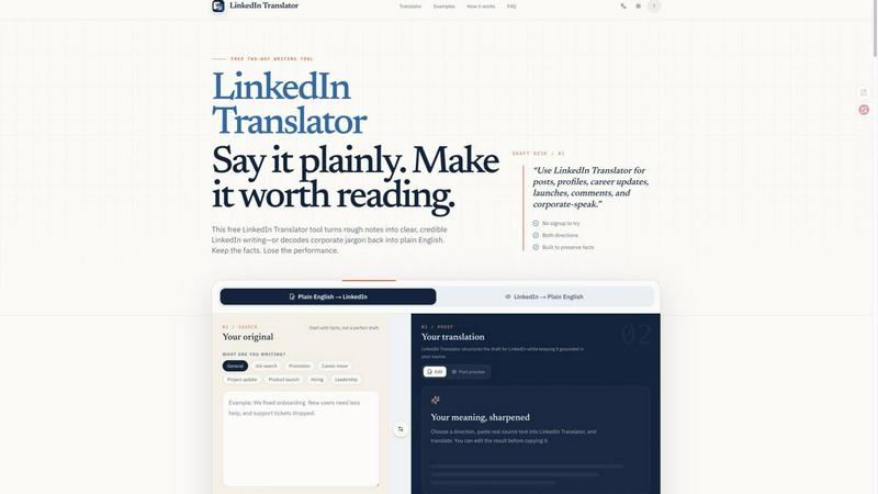 LinkedIn Translator application interface and features